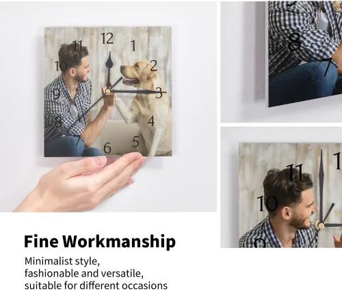 Miniatura 4 de Reloj de pared personalizado, 9.8 in redondo, texto fotográfico, electrónico silencioso, se adapta a la sala de estar, cocina, baño, decoración