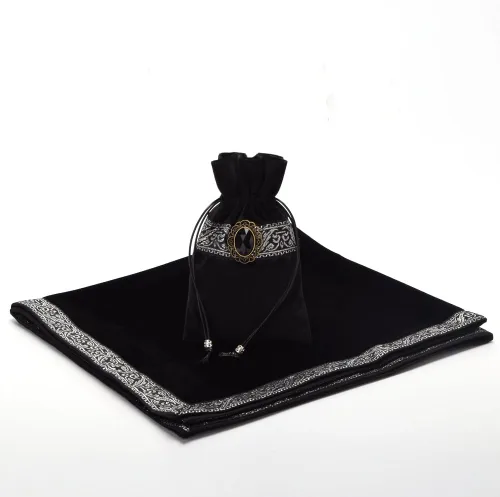 Miniatura 4 de BLESSUME Mantel de tarot de altar para lectura con bolsa negra