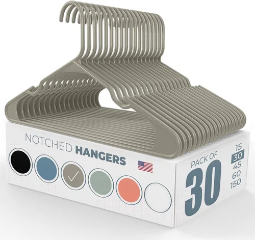 Miniatura 29 de Perchas de plástico gris para ropa Paquete de 200 unidades disponibles para 15, 30, 45, 60, 100, 150, 200 unidades, perchas de plástico