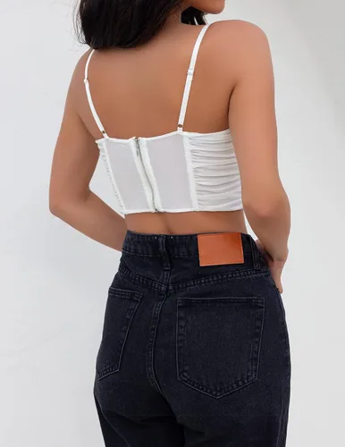 Miniatura 5 de ZESICA Corsé sexy para mujer, con tirantes delgados, espalda descubierta, Y2K, club, fiesta, corsé