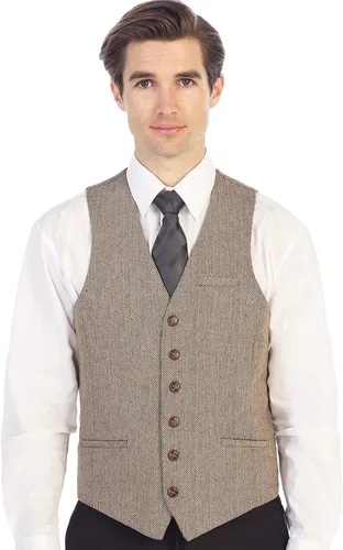 Miniatura 78 de Gioberti Chaleco de tweed formal de 6 botones para hombres