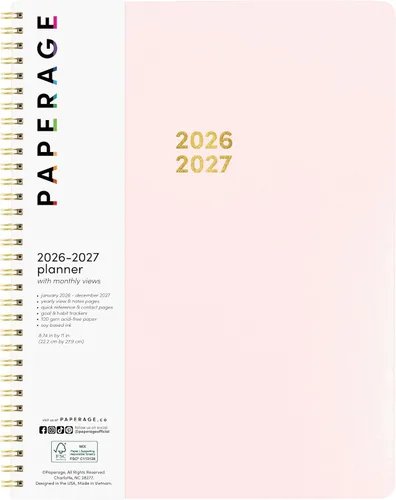Miniatura 12 de PAPERAGE Planificador mensual y anual de 2 años, 24 meses (enero 2026 - diciembre 2027), 8.5 x 11 pulgadas, Planificador espiralado 2026-2027