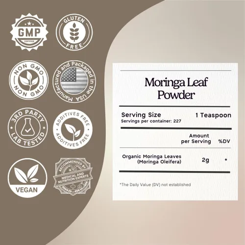 Miniatura 2 de Zen Polvo de hoja de moringa con principio orgánico, certificado por USDA, 1 libra