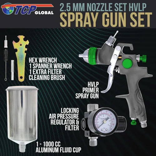 Miniatura 2 de TCP marca global Professional Nueva pintura 2,5 mm HVLP – Pistola pulverizadora Spray gun-auto Flake Primer-Metal con Regulador de aire.