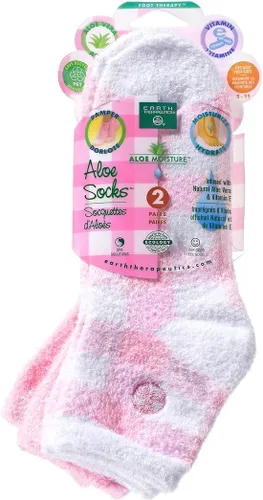 Miniatura 7 de Earth Therapeutics Calcetines de aloe, 2 pares por paquete (1 par multicolor, un par aguamarina) Earth Therapeutics