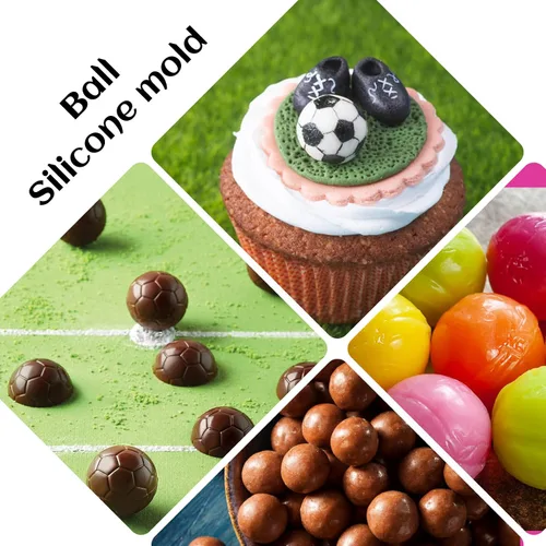 Miniatura 2 de 2 moldes de silicona para caramelos de bolas de goma de 188 cavidades, para fútbol, baloncesto, béisbol, rugby, para chocolate, fondant, dulces