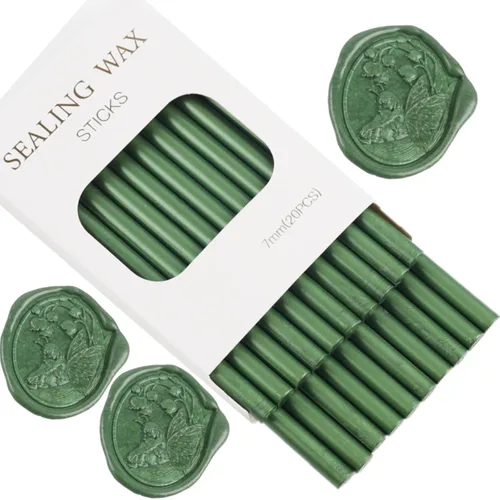 Miniatura 7 de Barras de sellado de cera verde pino, 20 varillas de sellado de cera para pistola de pegamento para sello de cera, invitaciones de boda, sellado