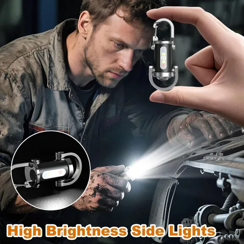 Miniatura 7 de 2 mini linternas de llavero, linterna recargable USB brillante portátil con múltiples modos de luz impermeables para senderismo, campamento, caminar