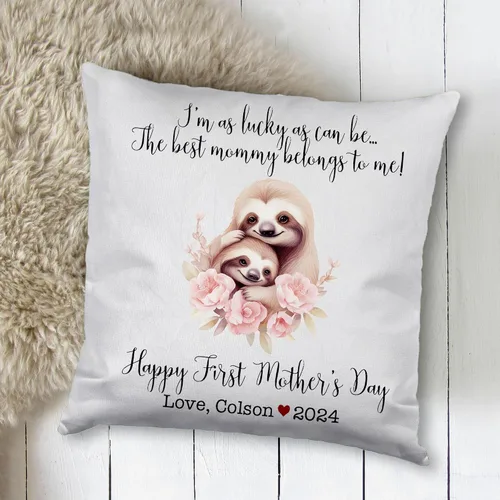 Miniatura 2 de Mother's Day Sloth, First Mother's Day Custom Pillowcase, Personalized Mother's Day Pillowcase, Gift for Mom, Home Decor