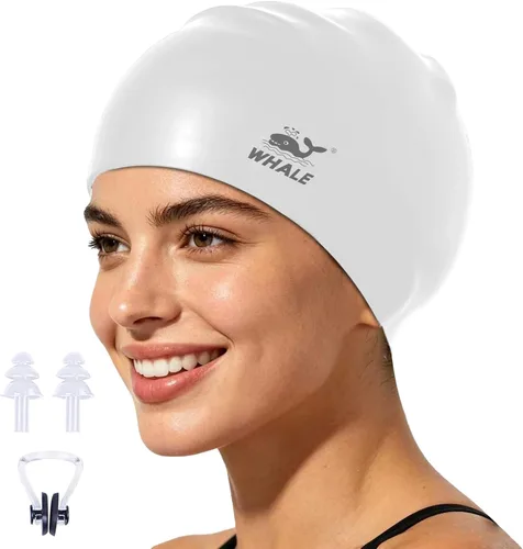 Miniatura 11 de WHALE Gorro de natación extragrande para mujeres y hombres, antideslizante, de alta elasticidad, mantiene el cabello seco, unisex, tamaño grande