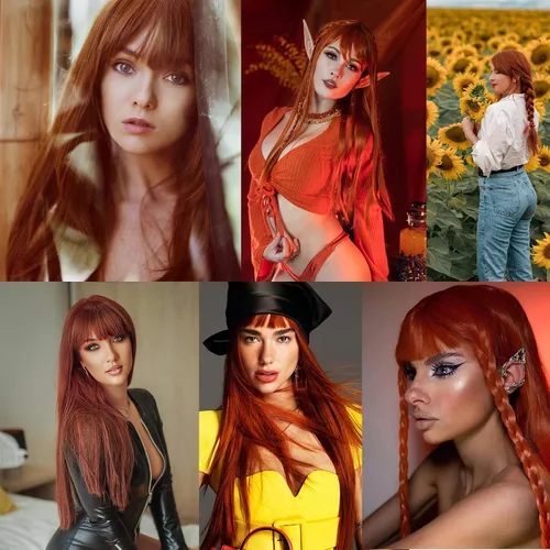 Miniatura 4 de Pelucas castañas para mujer, peluca larga y recta con flequillo, color marrón rojizo, cosplay, resistente al calor, peluca sintética de cobre rojo