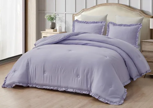 Miniatura 15 de Chezmoi Collection Nora - Juego de edredón negro tamaño King de 3 piezas, esponjoso, suave, lavado a la piedra, con volantes, ropa de cama Shabby