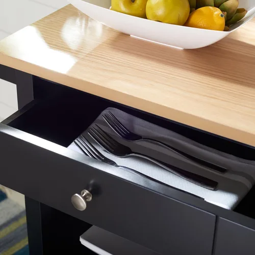 Miniatura 6 de SAFAVIEH Home Collection Daley - Carrito de cocina con 2 cajones y 3 estantes, color negro mate
