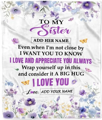 Miniatura 8 de Manta personalizada con texto en inglés «To My Sister from Sister Wood» No Matter Where Life Takes Us Soul Sister cumpleaños, Navidad, graduación