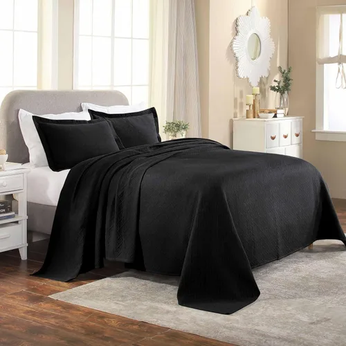 Miniatura 17 de Colcha Superior 100% algodón con diseño de tejido de canasta y fundas de almohada, ropa de cama de alta calidad de algodón matelasse jacquard