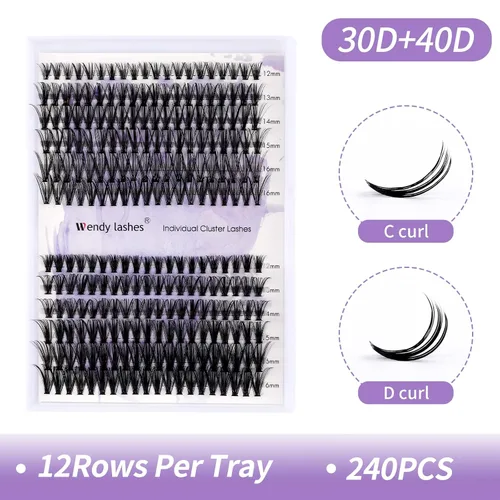 Miniatura 2 de Racimos de pestañas DIY para uso en casa: 240 piezas, Wendy, ultraligeras, naturales, esponjosas, sedosas, impermeables, anime, manga, ojo de gato