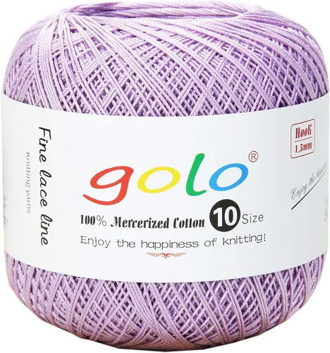 Miniatura 47 de Golo - Bolas de hilo para crochet de algodón tamaño 10, color algodón para crochet D-Fresa D078-fresa