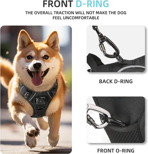 Miniatura 4 de AirTag - Arnés para perro, chaleco integrado para perro con soporte 100 % impermeable, arnés reflectante sin tirones y estrangulamiento para perro