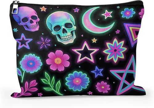 Miniatura 9 de Cafl Bolsa de maquillaje para mujeres y niñas, organizador de viaje portátil de gran capacidad, 10 x 8 pulgadas, Par de mirlo posado en ramas