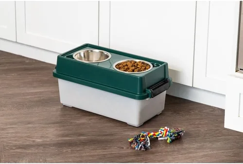 Miniatura 2 de IRIS Remington - Comedero elevado mediano de 13 libras/12 cuartos de galón con recipiente hermético de almacenamiento de alimentos para mascotas