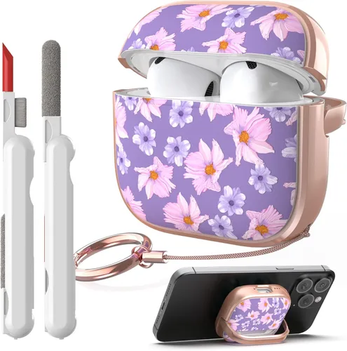 Miniatura 11 de TATOFY Funda con cerradura para estuche de Airpods Pro, funda rígida de flores para iPod Pro para mujeres y niñas con soporte para teléfono y kit