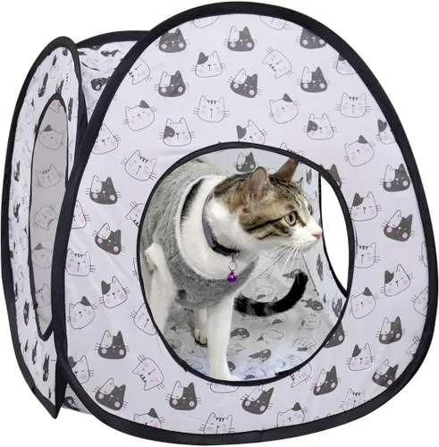 Miniatura 10 de Andiker Tienda para gatos, túnel de gatos con 3 agujeros seguro y fuerte, lindo túnel plegable fácil de transportar para gatos de interior, gatitos