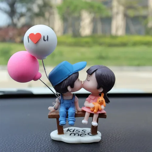 Miniatura 2 de Lindos adornos para pareja, decoración de automóvil, linda acción de caricaturas para parejas, decoración de tablero de automóvil de dibujos 1 Par #1