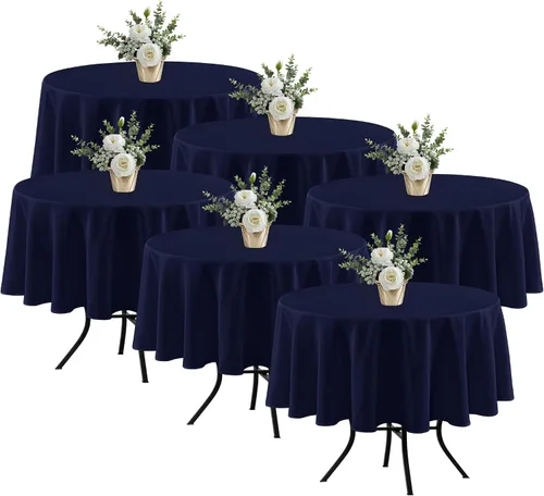 Miniatura 53 de Fitable - Paquete de 6 manteles redondos blancos - 120 pulgadas de diámetro - Manteles resistentes a las manchas y lavables, manteles de poliéster