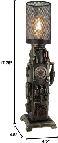 Miniatura 5 de Steampunk - Lámpara de mesa de malla con reloj industrial de tuberías