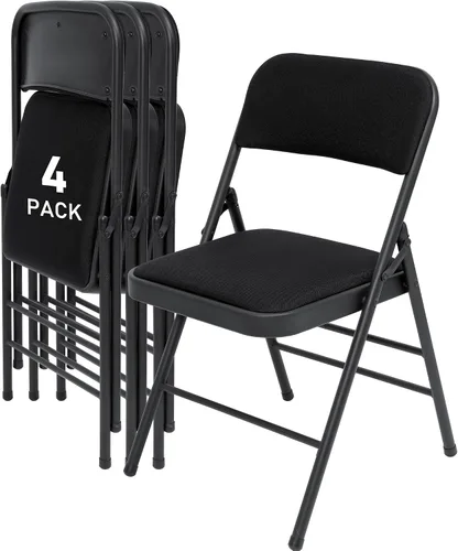 SEALAMB Paquete de 4 sillas plegables con asiento cómodo, marco de metal resistente, sillas apilables portátiles para bodas, fiestas, oficina,