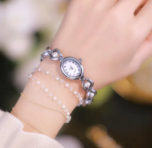 Miniatura 4 de ADSBIAOYE Elegante reloj de vestir de mujer perla reloj de moda oval dial regalo reloj impermeable para mujer