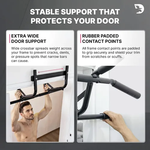 Miniatura 5 de DMoose Fitness Pull Up Bar for Doorway - Upto 250 Lbs Capacity, No Screwing or Slipping, Hanging Pullup & Chin Up Bar for Door Frame - Multi Padded