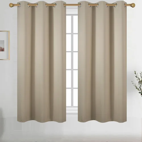 Diraysid Cortinas opacas beige con ojales para dormitorio, con aislamiento térmico, cortinas de oscurecimiento de habitación, 38 x 54 pulgadas, 2