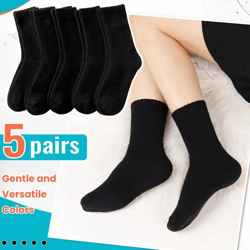 Miniatura 2 de 5 pares de calcetines de lana para invierno, gruesos, para mujer
