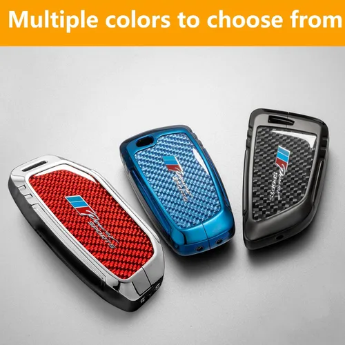 Miniatura 7 de Funda para llavero BMW con llavero, fibra de carbono real, protección de aleación de zinc, compatible con BMW 1 3 4 5 6 7 Series X1 X3 X4 M5 M6 GT3