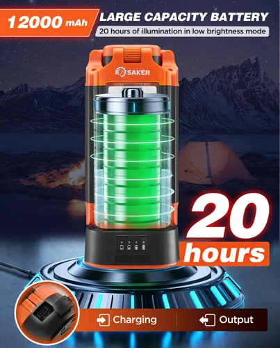 Miniatura 6 de Saker Luz de campamento portátil con soporte de 73.2 pulgadas, luz de trabajo recargable de 800/3200 lúmenes, 4000/6500 K, linterna de emergencia