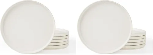 Miniatura 30 de famiware Star Platos de Ensalada para 6, Juego de Platos de 8 Pulgadas, Vajilla de Gres, Platos Pequeños para Postre, Ensalada, Aperitivo, Blanco