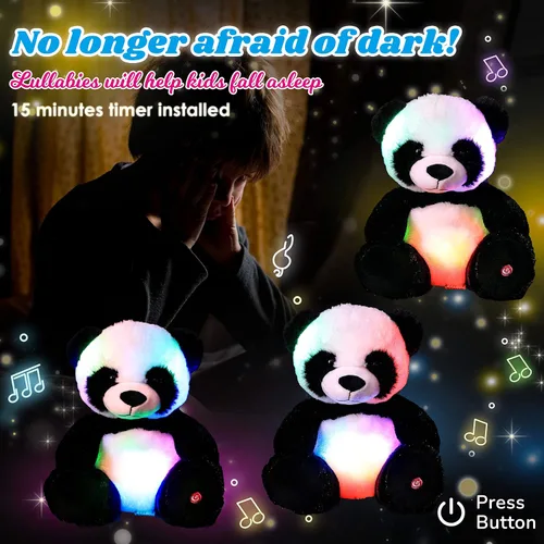 Miniatura 5 de Oso de peluche con luces LED brillantes, luz nocturna musical, juguete de peluche canta canciones de cuna, regalos de Navidad, para cumpleaños