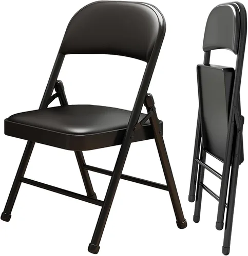 Miniatura 8 de 1 paquete de sillas plegables al por mayor con cojín acolchado, marco individual de metal de acero negro, silla plegable para interiores