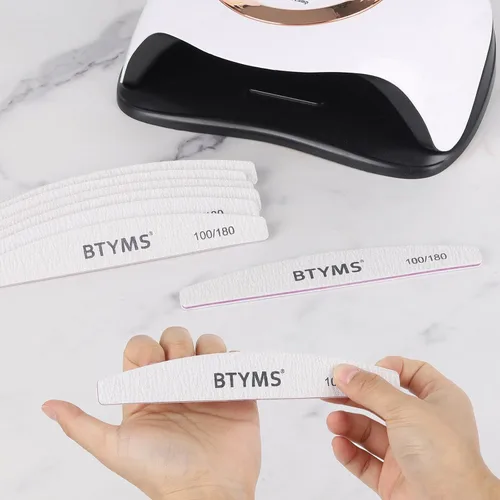 Miniatura 7 de BTYMS 10 piezas de limas de uñas de grano 100/180 - Tablas de esmeril de doble cara para uñas acrílicas, de gel y naturales