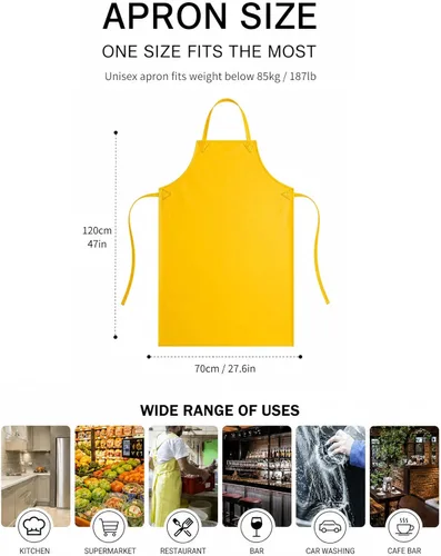 Miniatura 6 de Molaxhome Delantal de vinilo impermeable Delantal de chef para hombres para cocina, cocina, lavado de platos, limpieza, carnicero, jardinería