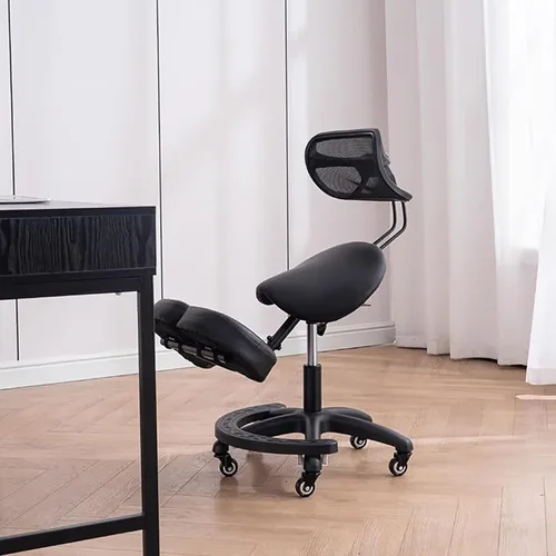 Miniatura 7 de HM&DX Silla ergonómica de rodillas con soporte para la espalda, silla de postura mejorada con patas cruzadas para oficina en casa, asiento en ángulo
