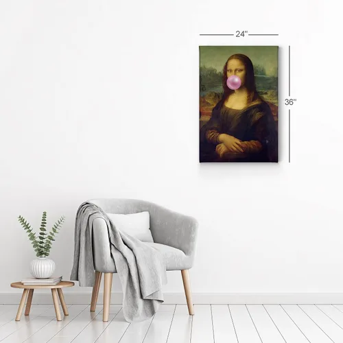 Miniatura 6 de Smile Art Design Obra maestra de Leonardo Da Vinci Mona Lisa - Lienzo impreso en lienzo con diseño de chicles rosados, pinturas famosas, arte