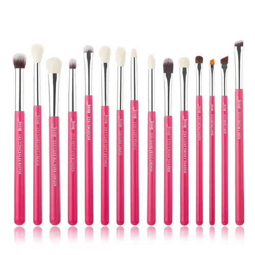 Miniatura 10 de Jessup Pinceles de sombra de ojos, 15 piezas, juego de pinceles de ojos naturales para sombra de ojos, corrector de cejas, delineador de ojos, novia