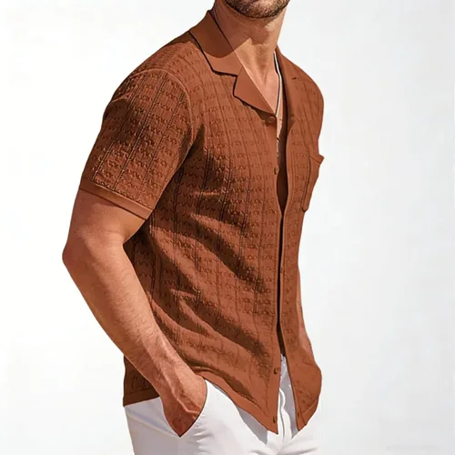 Miniatura 3 de Mens Cuban Guayabera Shirt Short Sleeve Untucked Solid Button Down Shirts Beach Wedding Causal Vacation Tops Pocket