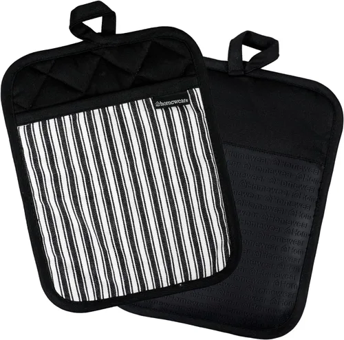Homewear Marlow - Juego de 2 soportes para ollas de silicona, resistente al calor y al deslizamiento, bolsillo de algodón reciclado, salvamanteles
