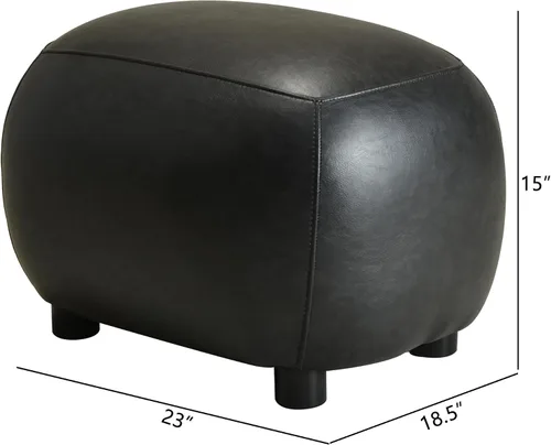 Miniatura 2 de KINWELL Otomana tapizada de piel sintética de 23 pulgadas de ancho, reposapiés moderno de mediados de siglo con asiento acolchado suave, reposapiés