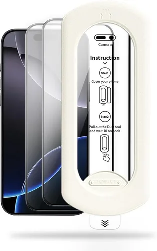 Protector de pantalla de vidrio templado para iPhone 17 Pro con kit de alineación automática, polvo automático, grado militar 9H+ inastillable,