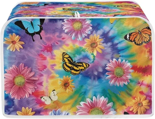 Miniatura 9 de Cubierta para tostadora retro con diseño de rosas y mariposas de 4 rebanadas, horno, tostadora, a prueba de polvo, cubierta de electrodomésticos
