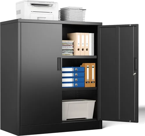 Gabinete de almacenamiento de metal, 36 pulgadas de alto x 32 pulgadas de ancho x 16 pulgadas de profundidad, gabinete de almacenamiento de metal